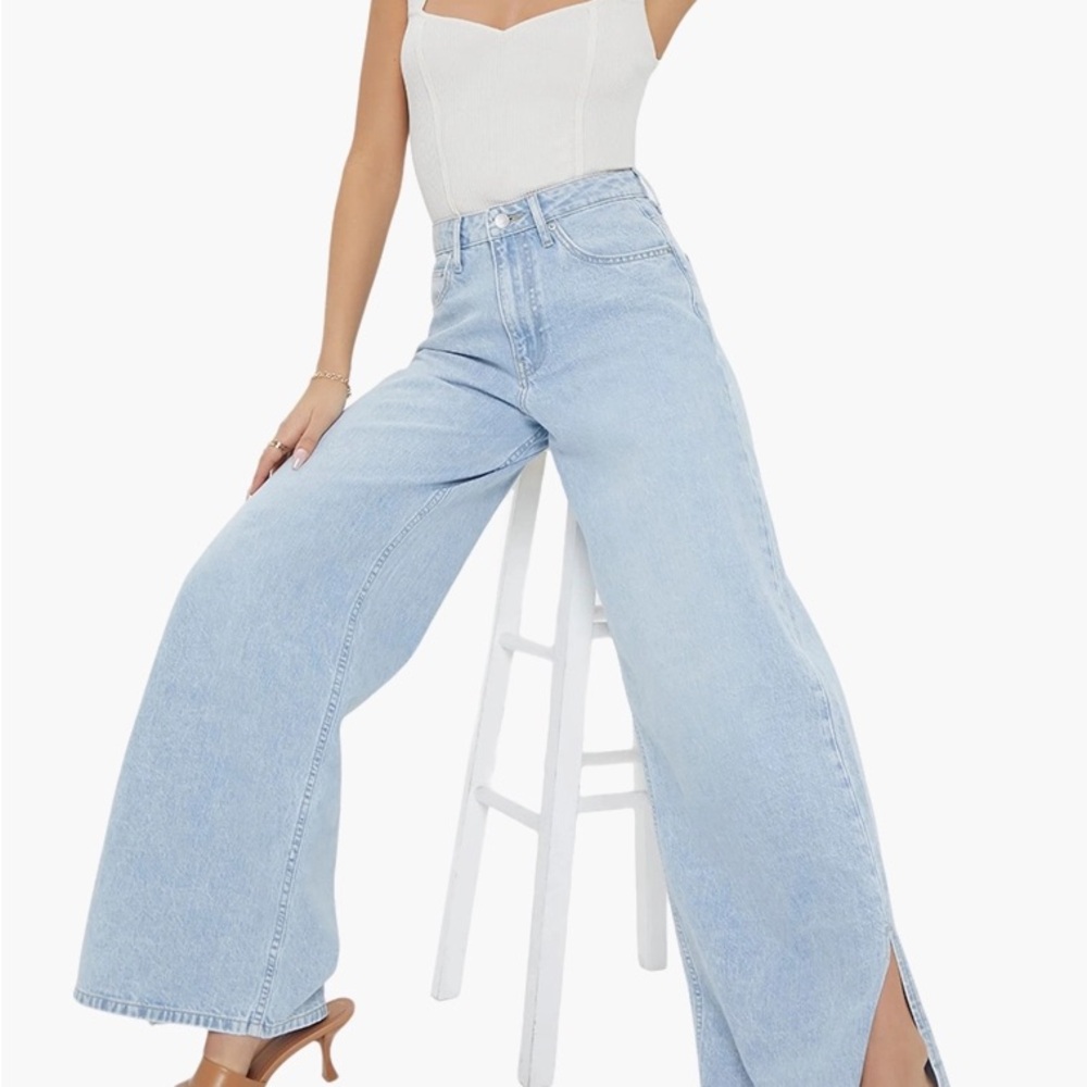 Forever 21 Light Blue Wide Leg Jeans